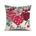 Valentijnsdag kussensloop met Be Mine print en harten op gestructureerd linnen stof - 45x45cm(Alleen Hoes) / Be Mine Hangende Harten Handgetekende Stijl (YMV37-5)