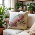 Floral Choose to bloom printed cushion cover in linen texture for sofa decor - Inspirational Rainbow Floral (SPP009-1) / 45*45cm Linen Single-Sided No Insert