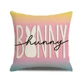 Oster-Kissenbezug mit Hasen-Motiv und gelb-rosa-türkisem Farbverlauf-Design - Farbverlauf BUNNY Buchstaben (YME29-2) / 45x45CM (Ohne Kern)