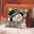 Funda de cojín navideño con muñeco de nieve y cuadros buffalo para decoración - 45x45cm(Solo Funda) / Yma62-1
