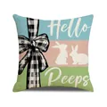 Funda de cojín de conejo de Pascua con diseño Hello Peeps y bloques tricolores - Patrón Conejo Hello Peeps (YME30-2)