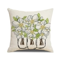 Linnen kussenhoes met handgeschilderd boeket witte bloemen in glazen vazen print - Handgeschilderde Glazen Vaas Kunststijl (YMS77-4)