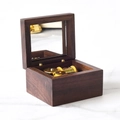 Square walnut wood music box featuring a built-in mirror and gold mechanical movement - You are my Sunshine