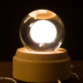 3D laser engraved dandelion crystal ball night light with a solid beech wood base - Track: Encounter / Dandelion