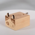 Mini wooden music box with cute cow carving and Love Songs engraving on top - Hand Crank Cow