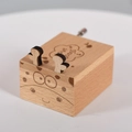 Miniature wooden hand-crank music box with cute animal design and Love Songs engraving - Hand Crank Deer