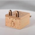 Handcrafted beech wood music box featuring a cute bunny shape and I Love You carving - Hand Crank Rabbit