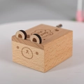 Hand-cranked wooden music box featuring a cute bear design and Love Songs engraving - Hand Crank Bear
