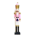 Pink and gold 90cm wooden Nutcracker soldier statue with golden crown and scepter - Pink