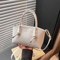 Chic white large capacity tote bag in matte leather with Fashion embossed lettering - White