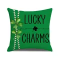 Funda de cojín San Patricio Lucky Charms con rayas verdes y diseño de trébol de la suerte - Estilo Rayas LUCKY CHARMS (YMP17-2)