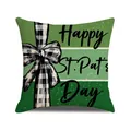 Federa per cuscino San Patrizio con strisce verdi, fiocco bianco nero e scritte - 45x45cm / Stile Fiocco a Righe (YMP13-2)
