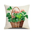 Fodera per cuscino in lino di San Patrizio con cesto di trifogli ad acquerello - 45x45cm / Stile Cesto di Fiori Acquerello (YMP13-4)
