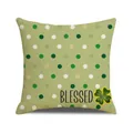 Federa per cuscino San Patrizio con pois verdi e scritta Blessed in tessuto lino - 45x45cm (Senza Interno) / Scritta Blessed e Trifoglio (YMP16-2)