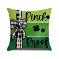Funda de cojín San Patricio Pinch Proof con diseño de trébol y lazo de cuadros - Estilo Pinch Proof con Bloques de Color Verde (YMP14-3) / 45cmx45cm(Sin Relleno)