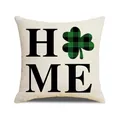 Funda de cojín HOME con trébol de cuadros verdes para decoración de San Patricio - Estilo HOME (YMP19-1) / Blanco Roto