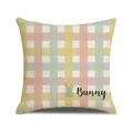 Oster-Kissenbezug mit Karomuster, Hasen-Silhouette und Bunny-Schriftzug in bunten Farben - Karo Hasen Silhouette (YME45-3)
