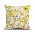 Federe per cuscini con stampa floreale gialla e grigia su tessuto in trama di lino - Design Grande Fiore Giallo (YMS89-4) / 45*45cm (Inserto non incluso)