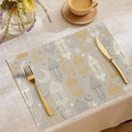 Linen placemat with golden moon and lantern prints for festive dining table decor - Cdz1-6 / 30*45cm (Placemat Only)