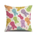 Funda de cojín de Pascua en lino con estampado de conejitos de colores para sofá - Estampado Integral de Conejos de Colores (YME44-2)