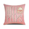 Roze houten textuur Pasen kussensloop met HELLO PEEPS tekst en glitter ei decor - Hello Peeps Lettering Roze Achtergrond Stijl (YME51-1)