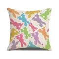 Easter rabbit silhouette printed square linen pillowcase with colorful pastel bunny pattern - Colorful Fresh Rabbit Silhouette (YME44-5)