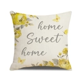 Funda de cojín de lino con rosas amarillas y estampado home sweet home - Texto Home Rosa Mariposa / 45x45CM (Sin Relleno) / Texto Home Sweet Home (YMS90-3)