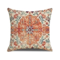 Bohemian style square pillow case with vintage orange medallion and floral print pattern - Orange Medal Pattern (YMC32-7)