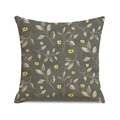 Federa per cuscino quadrata grigia con stampe floreali gialle e verdi per la casa - Piccolo Motivo Floreale Grigio (YMS89-2) / 45*45cm (Inserto non incluso)
