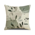 Floral print linen cushion cover with green abstract plant patterns for home sofa decor - 45x45cm(Case Only) / Dark Green Abstract Shapes (YMC34-2)