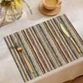Sottopiatto in lino stile boho con motivi geometrici per decorazione e protezione calore - Stile a Strisce Etniche (CDC1-1) / 30*45cm (Solo tovaglietta)