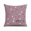 Square purple Easter pillow cover with colorful polka dots and egg illustration - Purple Background Multicolor Polka Dot Easter Egg Style (YME40-6)