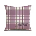 Pink plaid Easter pillowcase featuring a purple bunny silhouette and Hunny Bunny text - Purple-Grey Plaid Bunny Silhouette Style (YME40-7)