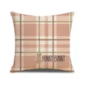 Pink plaid Easter bunny cushion cover with Hunny Bunny slogan for festive home decor - Pink and Beige Interwoven Plaid Bunny Style (YME40-10)
