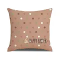 Pink Easter bunny pillowcase with colorful dots and Happy Easter egg print pattern - Light Coffee Multicolor Polka Dot Easter Egg Style (YME40-11)