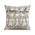 Happy Easter rabbit bunny trio printed on grey white checkered decorative pillow cover - Happy Easter Bunny Plaid Style (YME75-1)