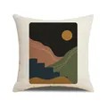 Modern olive leaf square pillow case featuring bohemian abstract mountain sun print - Abstract Mountain Stairs(YMC28-4)