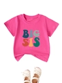 Détail du t-shirt rose en coton avec imprimé texte BIG SIS pour filles - 90 / Rose Rouge