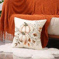 Fall harvest pumpkin and dahlia floral print throw pillow cover on cozy knits - Pink Pumpkin Floral Style (YMF60-1)