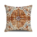 Bohemian style square pillowcase with vintage brown floral print on beige fabric - Caramel Floral Texture (YMC32-4)