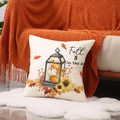 Fall pumpkin sunflower print pillow cover with Fall IS in the air text on linen fabric - Ymf64-1 / 45*45cm (Single Pillowcase)