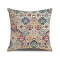 Bohemian style square throw pillow cover with vintage blue and yellow mandala pattern - Vintage Mandala Pattern (YMC32-6)