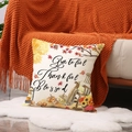Linen autumn throw pillow cover featuring Grateful Thankful Blessed pumpkins and maples - Ymf64-2 / 45*45cm (Single Pillowcase)