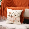 Autumn throw pillow cover featuring soft pink pumpkin and white dahlia floral print - Vintage Pumpkin Leaves Style (YMF60-4)