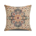 Bohemian mandala print square polyester cushion cover in warm orange and navy tones - Orange Red Navy Mandala (YMC32-1)