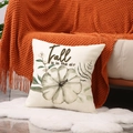 Linen pumpkin throw pillow cover with Fall is in the air text for autumn sofa decor - Fall Pumpkin Style (YMF63-1)