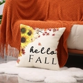 Kissenbezug mit weißem Kürbis und Sonnenblumenmotiv und Hello Fall Schriftzug - Sonnenblume Kürbis Buchstaben Stil (YMF65-1)