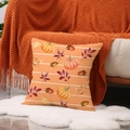Kissenbezug mit Kürbis- und Ahornblatt-Druck, herbstliches Aquarell-Design - Orange-Weiße Streifen Kürbis Eichel Stil (YMF65-3)