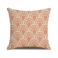 Terracotta linen pillowcase with white arched geometric patterns for sofa decor - 45x45cm (Pillowcase Only) / Orange Geometric Arch Style (YMC33-2)