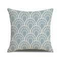 Linen pillowcase with white geometric arch pattern in a muted dusty blue color - 45x45cm (Pillowcase Only) / Blue Gray Geometric Arch Style (YMC33-6)